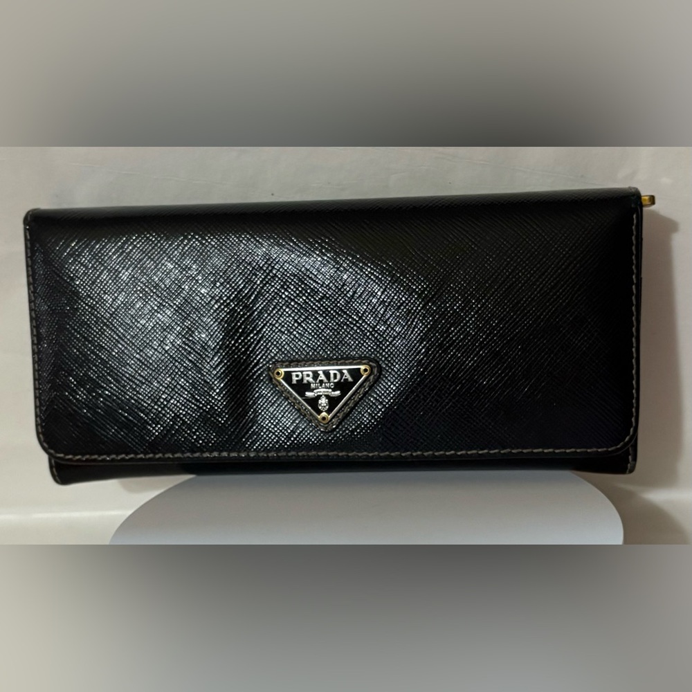 Prada Black Saffiano Leather Long Wallet